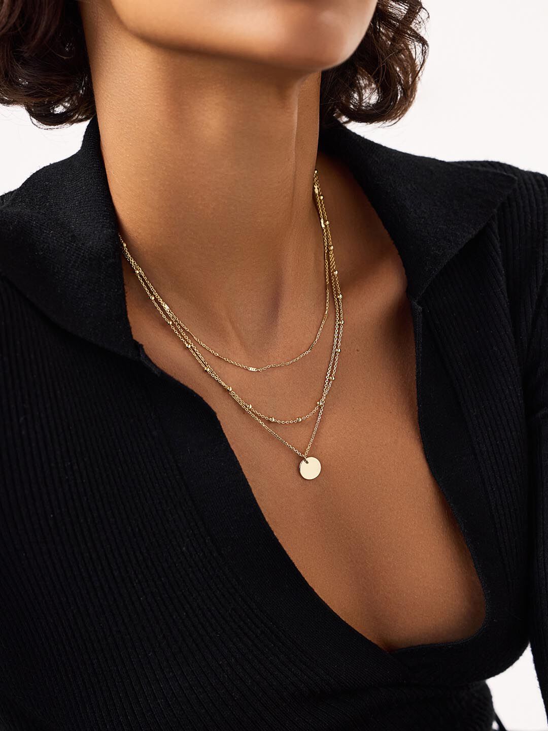 Willow Coin Necklace Set, GOLD, alternate image number 1