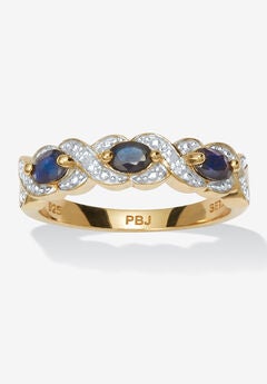 .62 Tcw Genuine Sapphire Diamond Accent 18K Gold-Plated Sterling Silver Ring