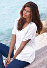 V-Neck Boyfriend Slub Tunic, , alternate image number null