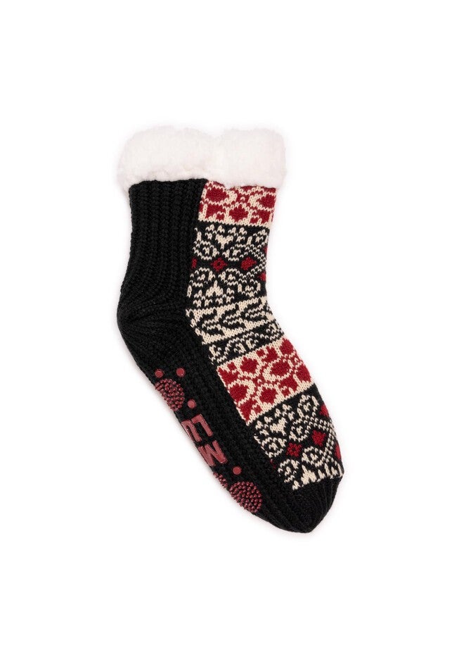 Pieced Cabin Socks, EBONY, hi-res image number 0