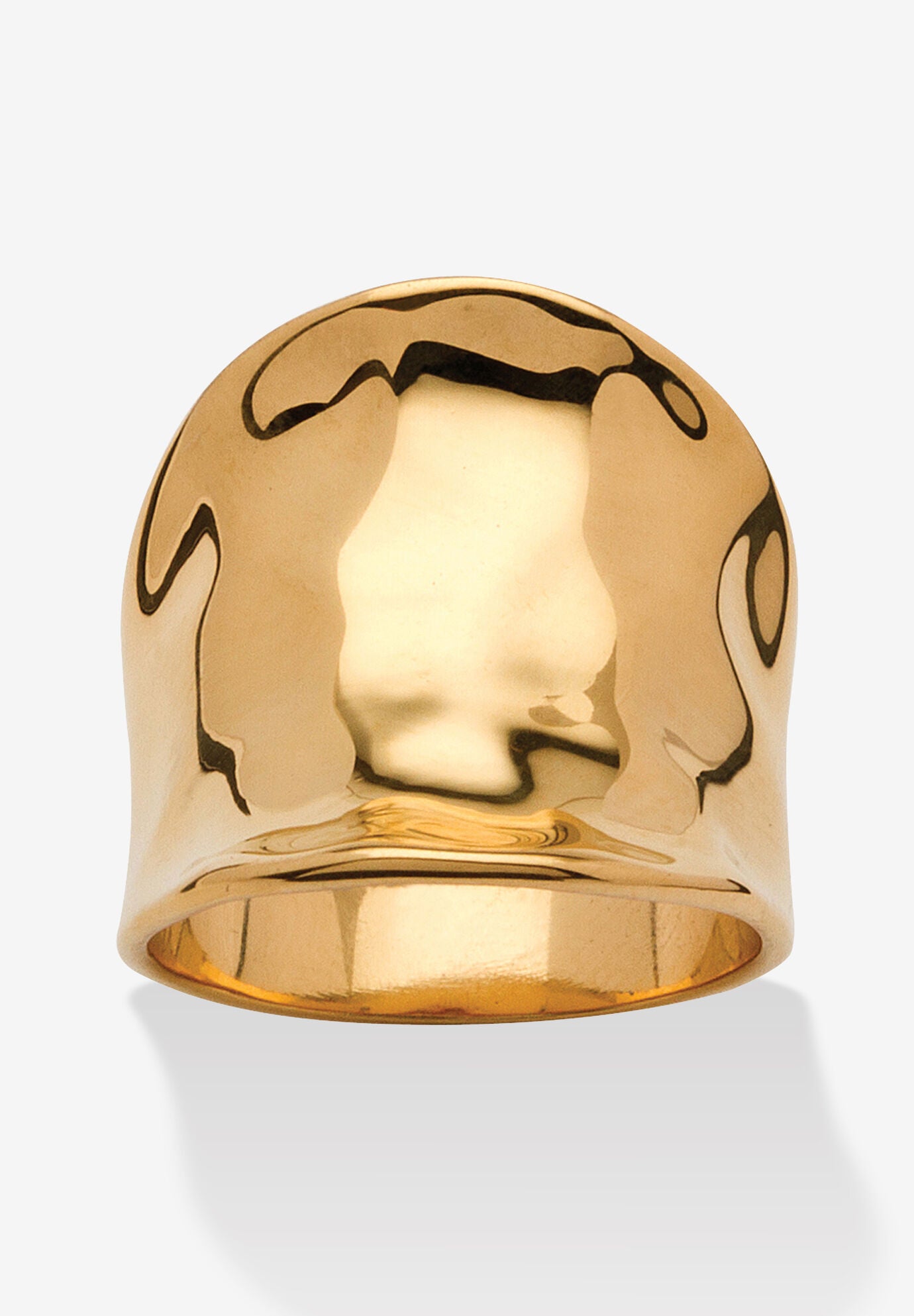 Yellow Gold-Plated Hammered Concave Cigar Ring (5.5Mm) Jewelry, GOLD, hi-res image number 0