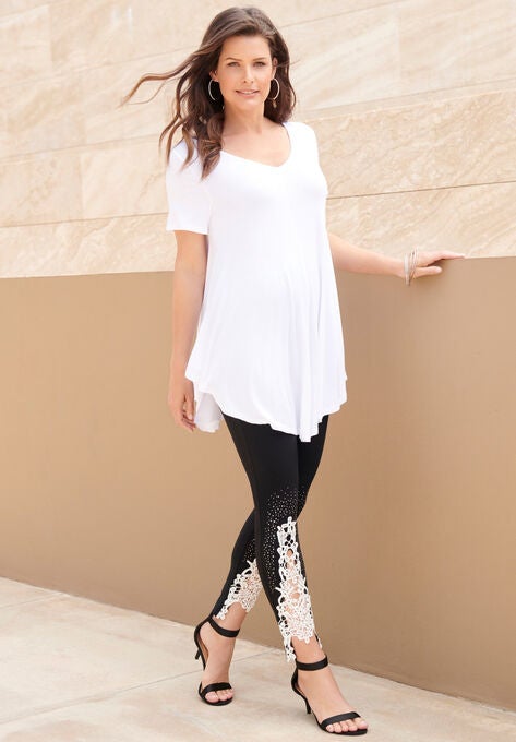 Lace-Applique Legging, , alternate image number null