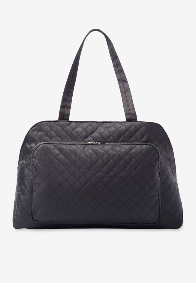 Quilted Microfiber Tote Bag, BLACK, hi-res image number null