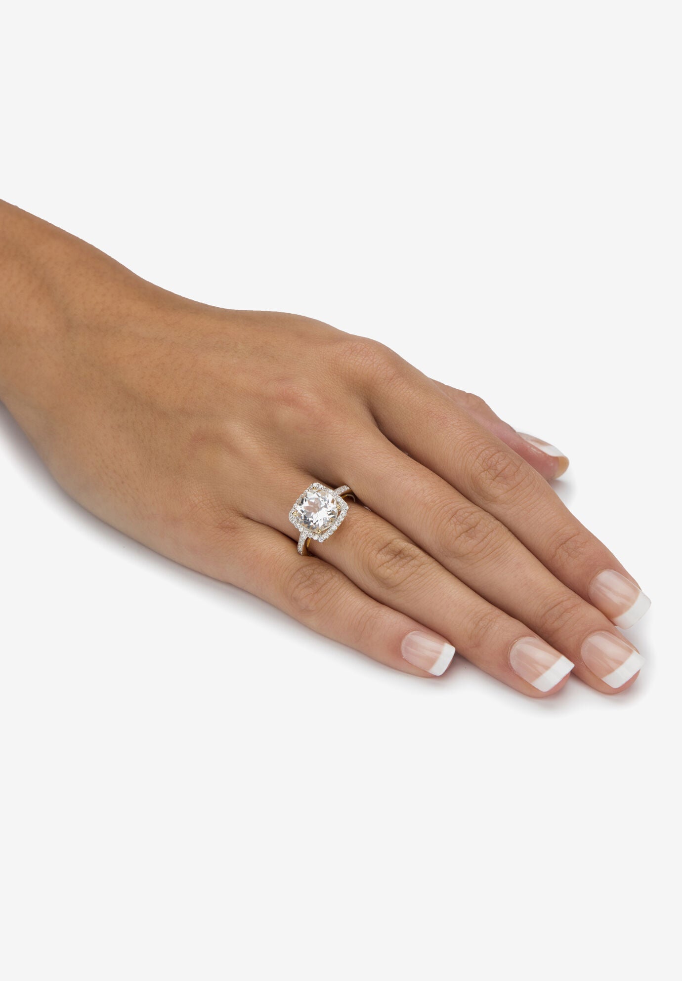 4.36 Tcw Cubic Zirconia 14K Gold-Plated Sterling Silver Halo Cocktail Ring, , alternate image number 2