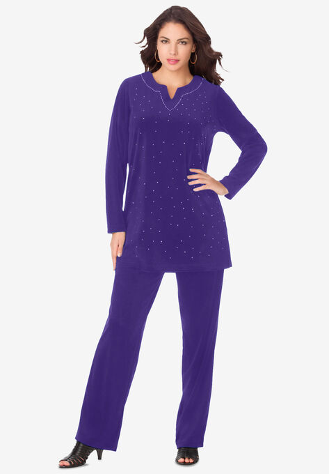 Velour Tunic & Pant Set, MIDNIGHT VIOLET, hi-res image number null