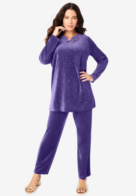 Velour Tunic & Pant Set, MIDNIGHT VIOLET, hi-res image number null