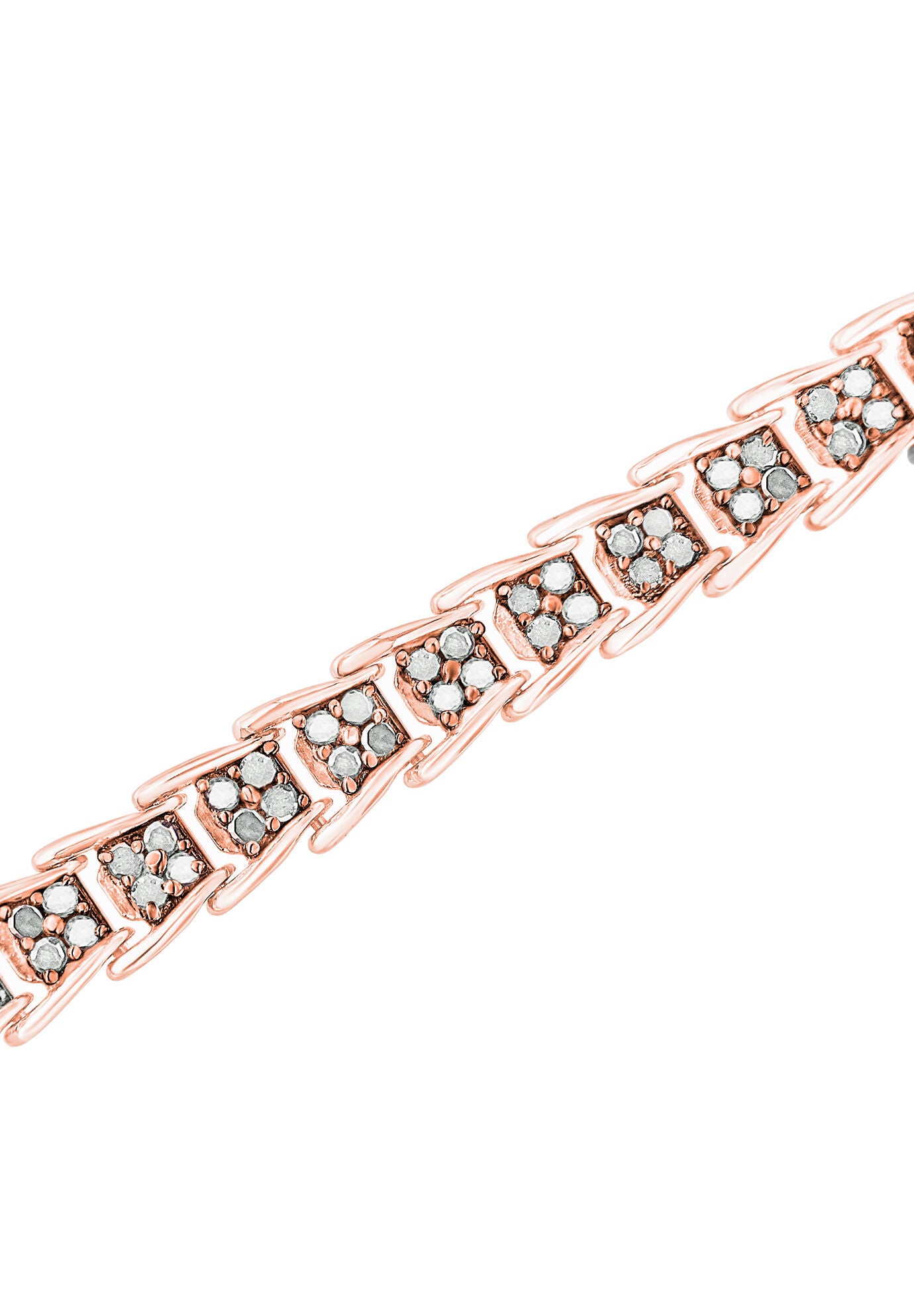 Rose Gold Plated Sterling Silver Diamond Chevron Link Tennis Bracelet, , on-hover image number 1