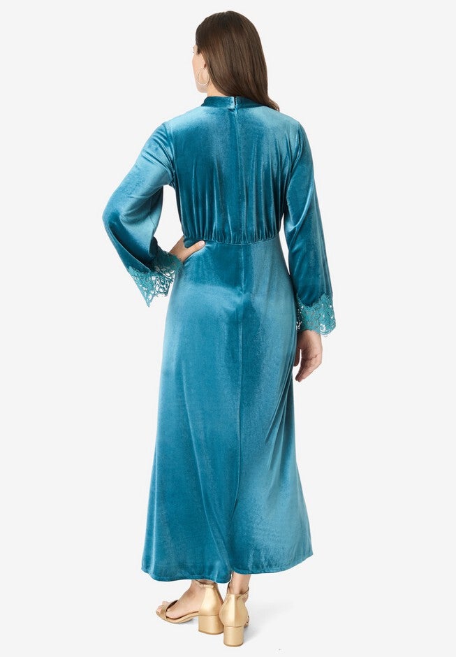 Lace-Trim Velour Maxi Dress, , on-hover image number null