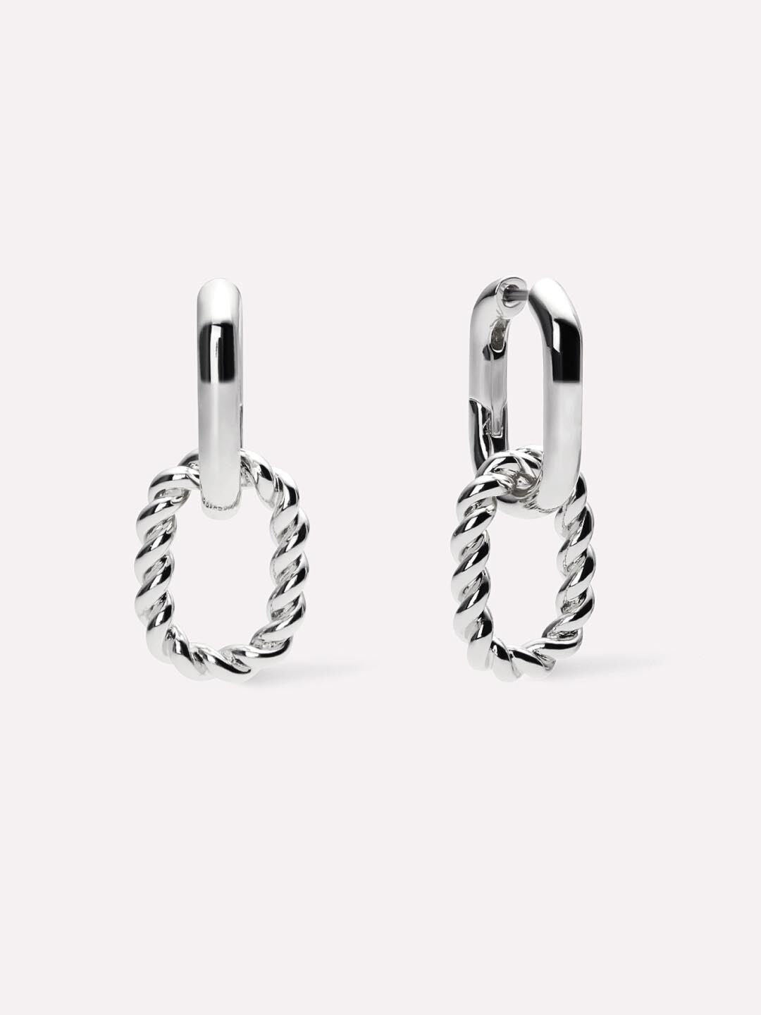 Double Hoop Earrings - Ash Double, SILVER, hi-res image number 0