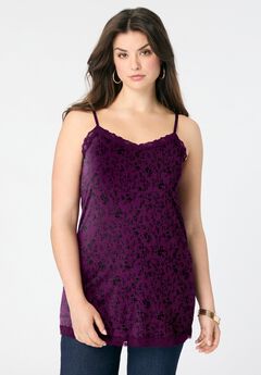 Lace Trim Knit Cami with Adjustable Straps