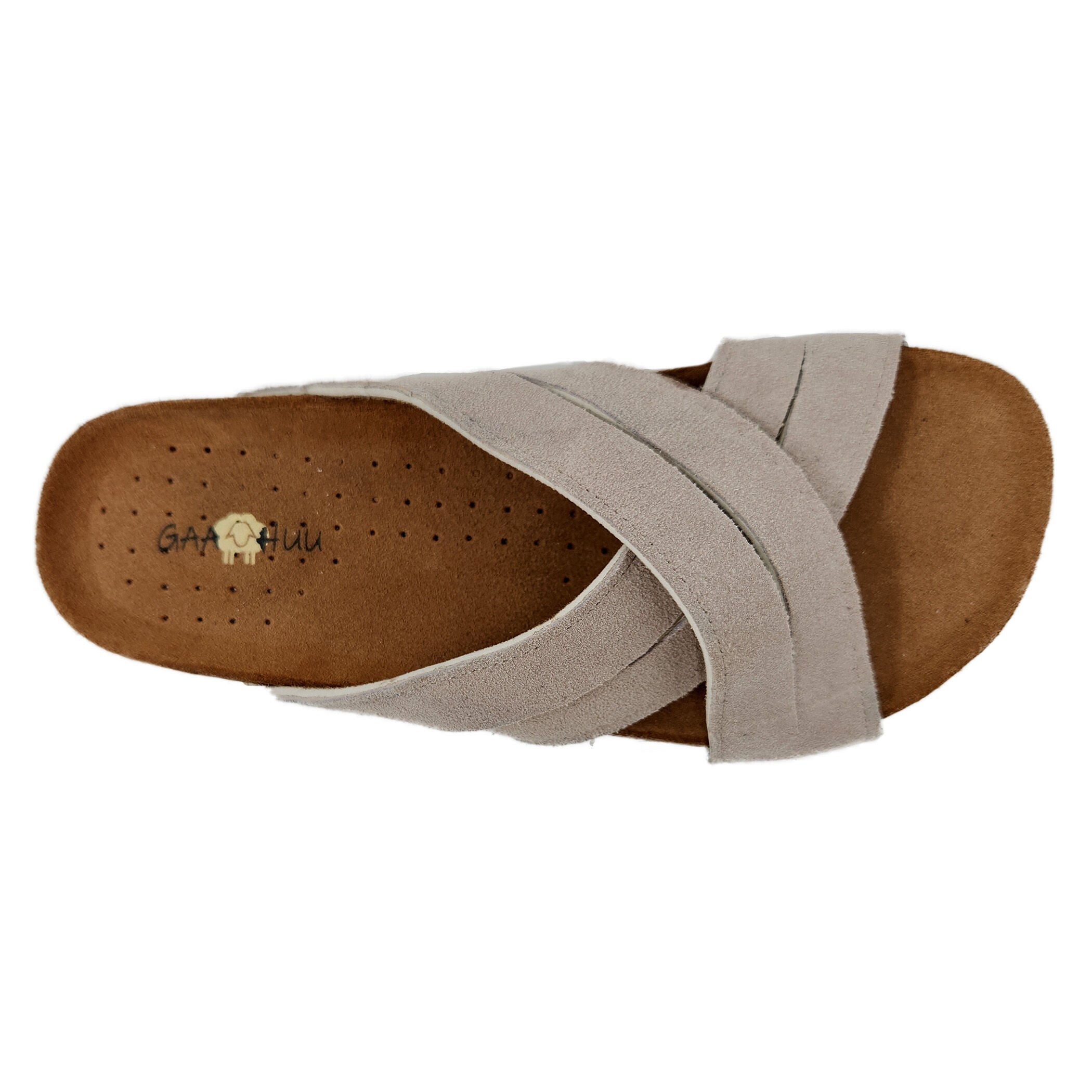 Leather Criss Cross Footbed Sandal, TAN, alternate image number 2