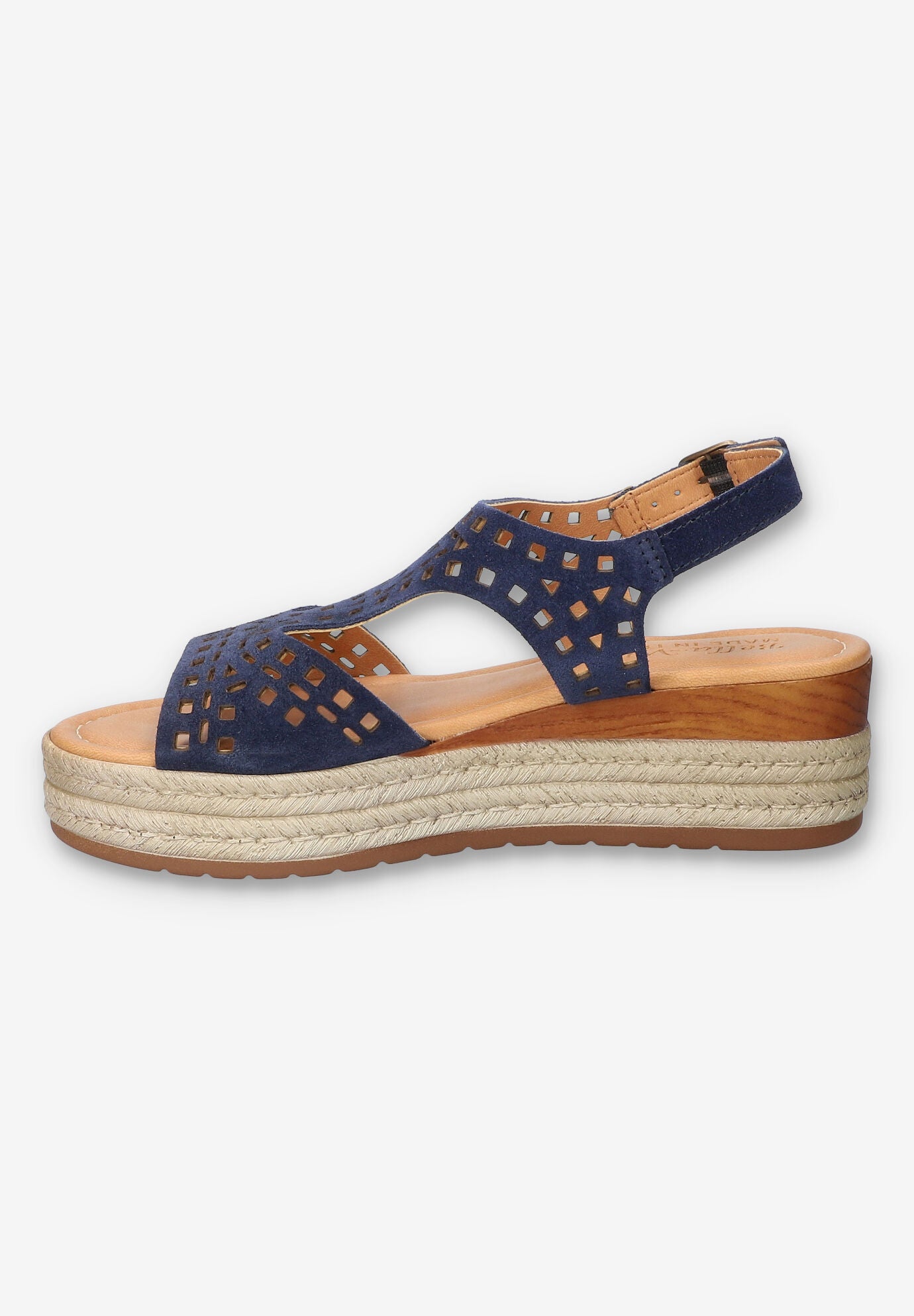 Ann-Italy Wedge Sandal, NAVY SUEDE LEATHER, alternate image number 4