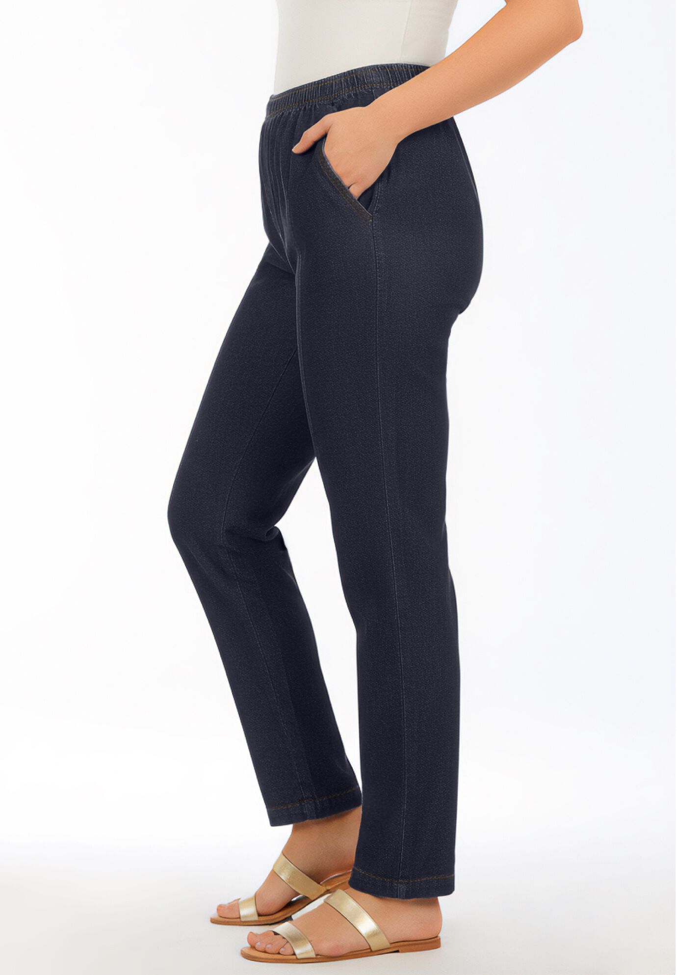 Plus Size Easy-Wear Straight Leg Jean, INDIGO WASH, alternate image number 2