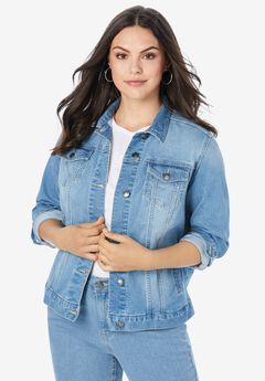 Plus Size Classic Stretch Denim Jacket