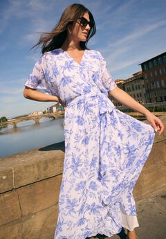 Chiffon Kimono Sleeve Maxi Dress
