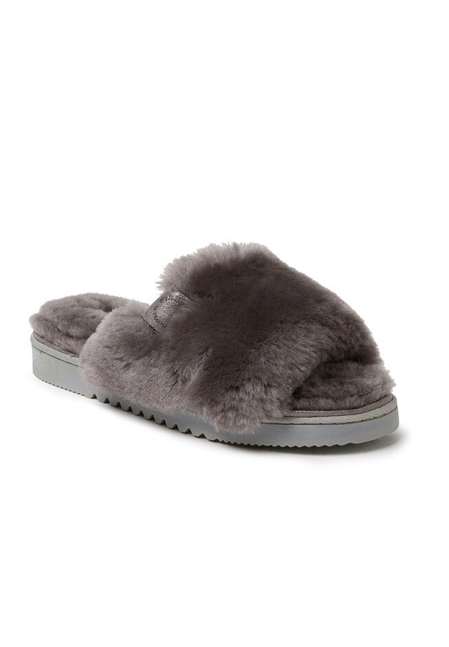 Cairns Shearling Slide Slippers, GREY, hi-res image number 0