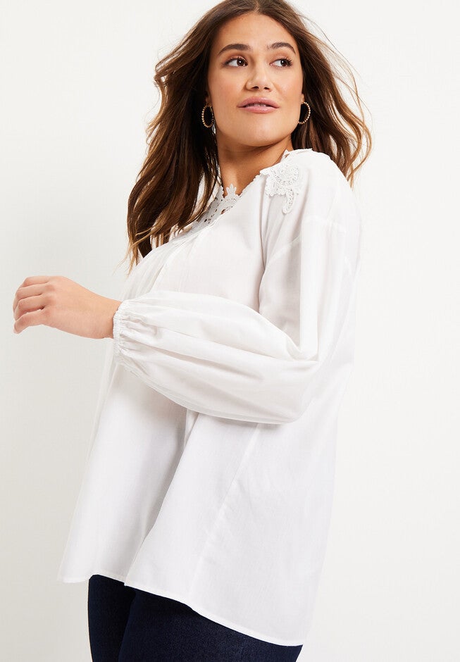 Lace La Vie Poplin Top, , alternate image number 2