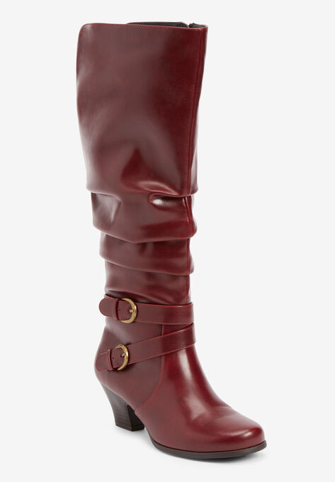 The Cleo Wide Calf Boot, BURGUNDY, hi-res image number null