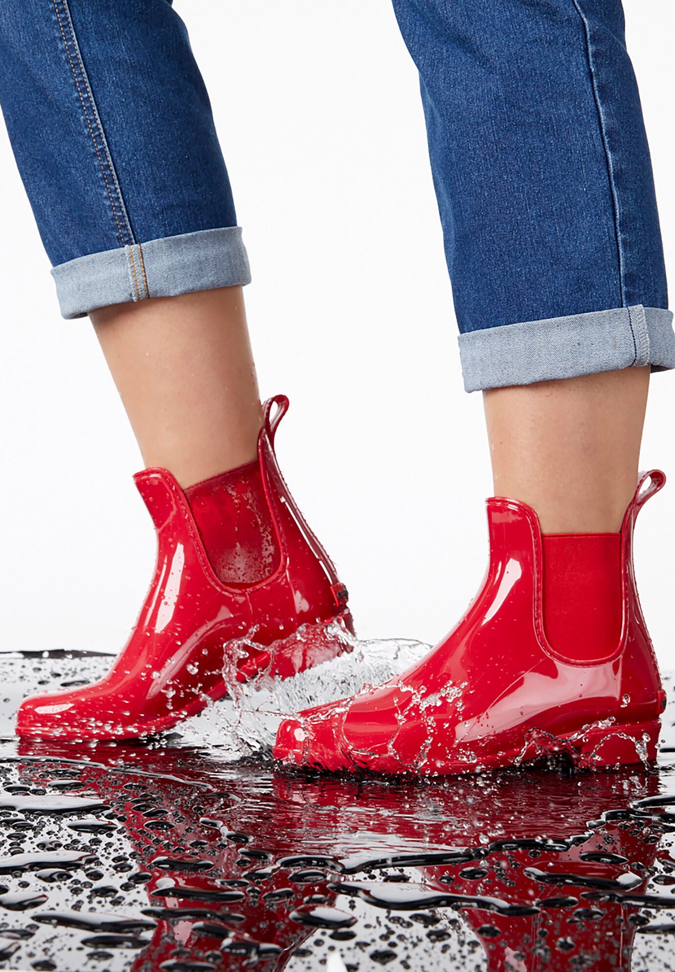Red chelsea rain boots store