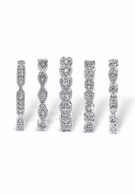 5-Piece Cubic Zirconia Ring Set, , on-hover image number null