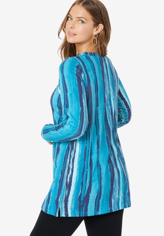 Studded Tie-Dye Long Sleeve Tunic, , on-hover image number 1