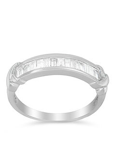 Sterling Silver Baguette Cut Diamond Channel Set Wedding Ring
