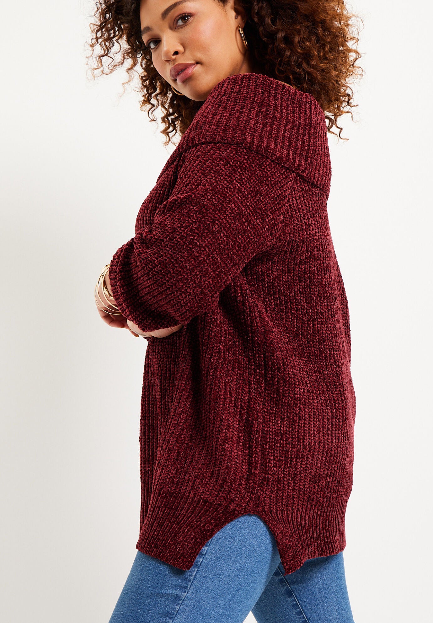 Chenille Off-The-Shoulder Sweater, , alternate image number 2