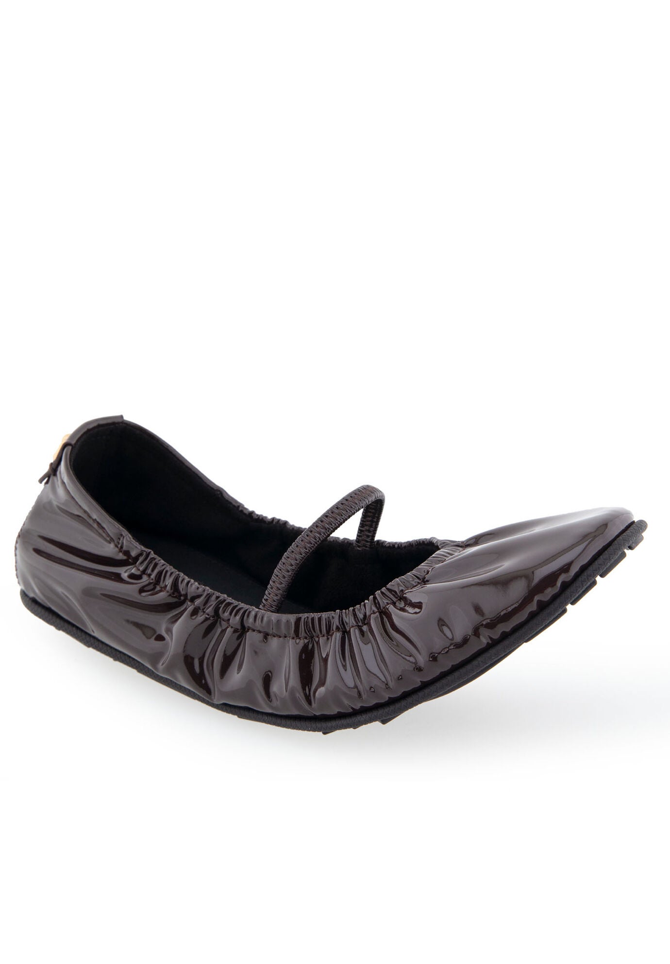 Penelope Flat - Roll-Up Ballet Shoe, Java Patent Pewter | Catherines