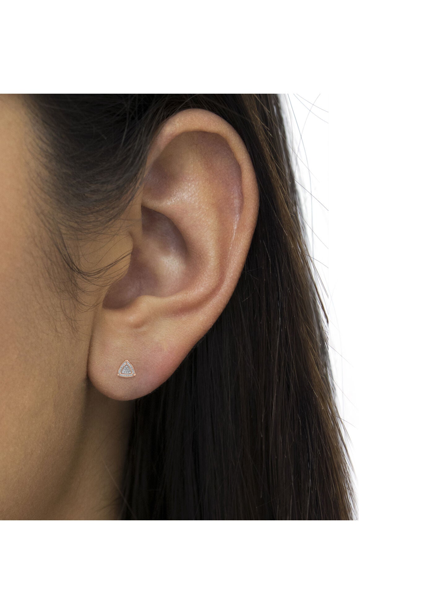 Rose Gold Over Silver Diamond Accent Trillion Shaped 4-Stone Halo-Style Stud Earrings, , alternate image number 4