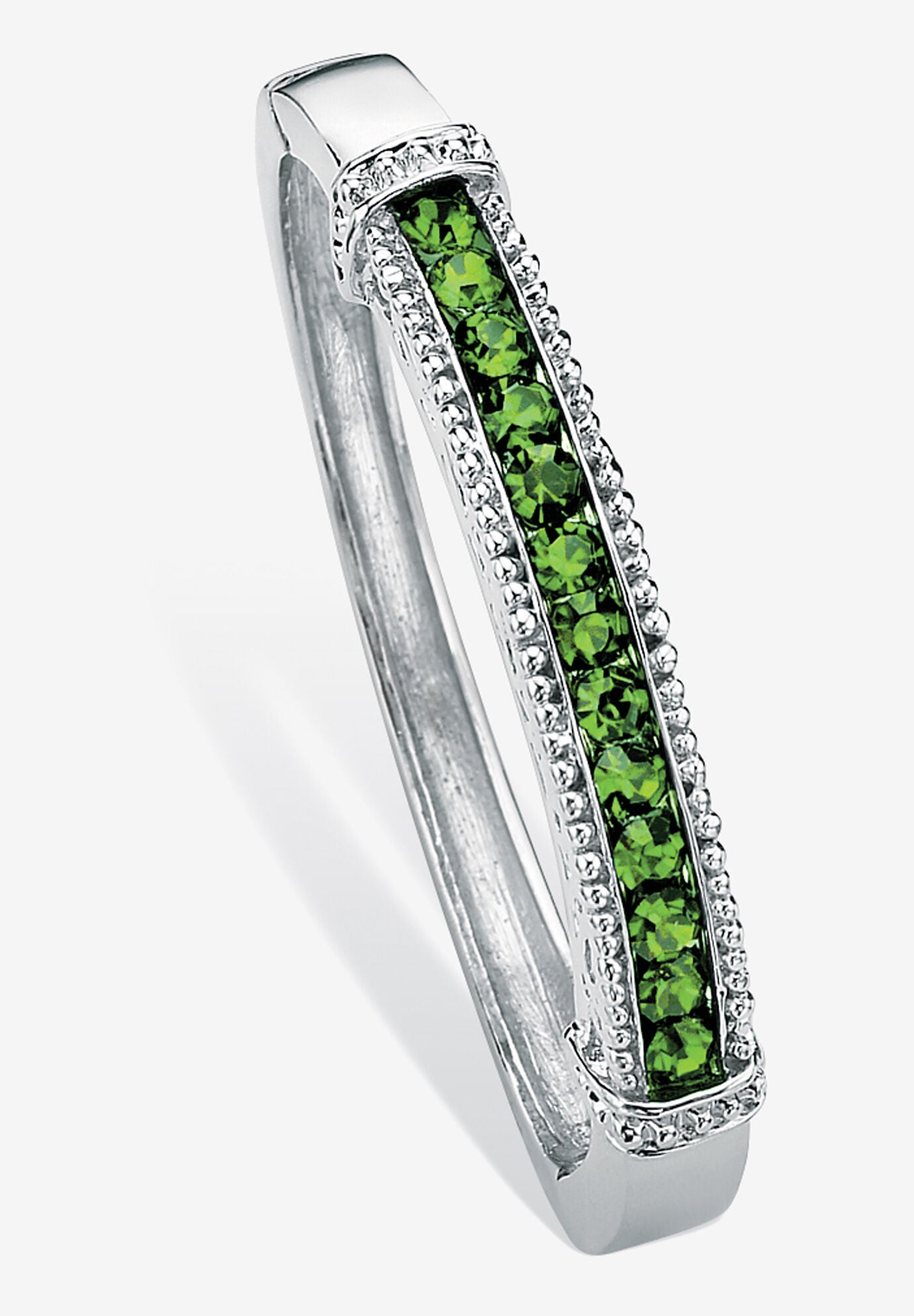 Round Birthstone Bangle Bracelet In Silvertone Jewelry, AUGUST, hi-res image number 0