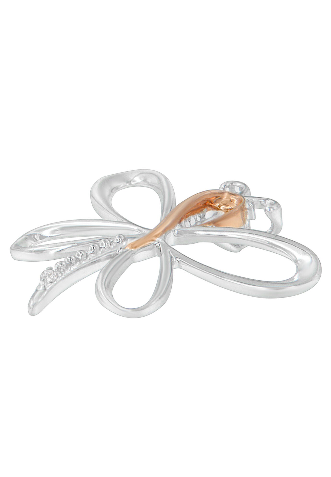 10K Rose Gold Over Silver Diamond-Accented Dragonfly Pendant, , alternate image number 2