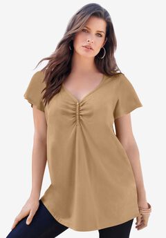 Plus Size Cotton Ultimate Flutter Sleeve Sweetheart Tee