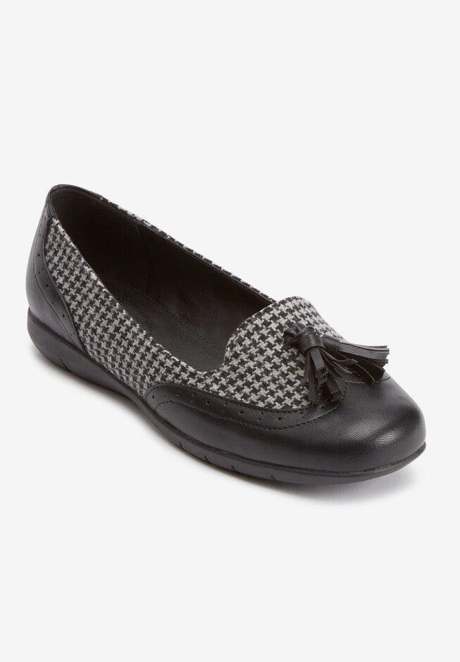 The Aster Slip On Flat, BLACK HERRINGBONE, hi-res image number null