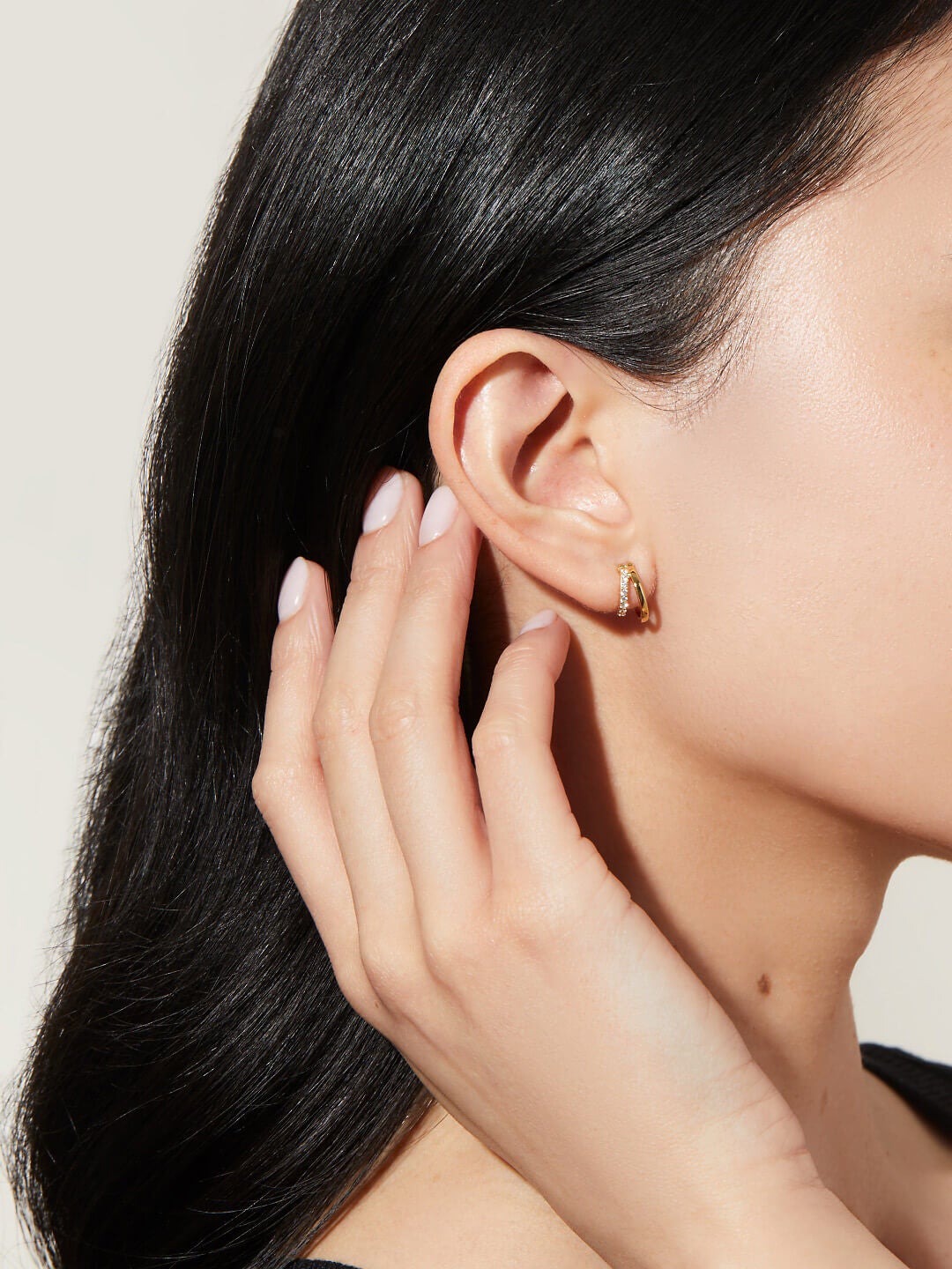 Toda Mini Double Hoop Earrings, GOLD, alternate image number 5