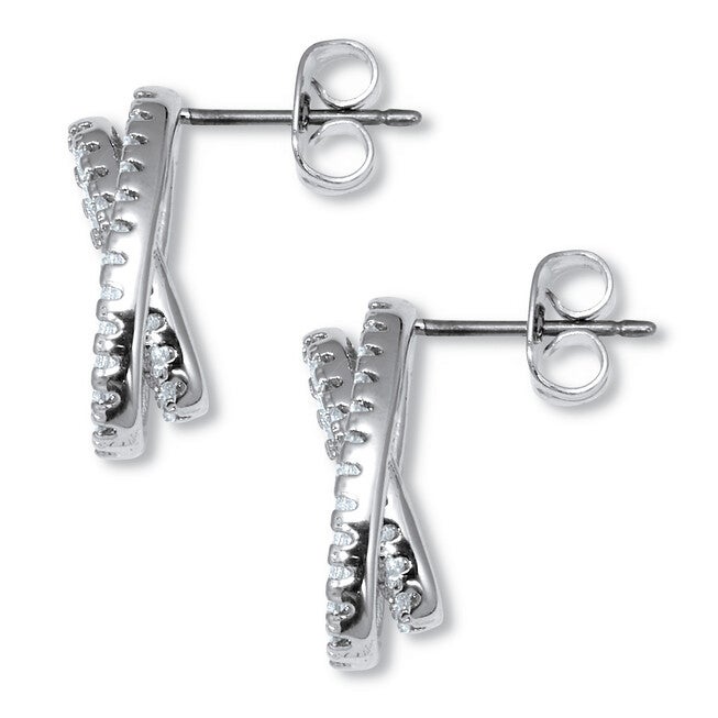 .80 TCW Round CZ Platinum-Plated Ear Concentric Circle Earrings, WHITE, on-hover image number 1