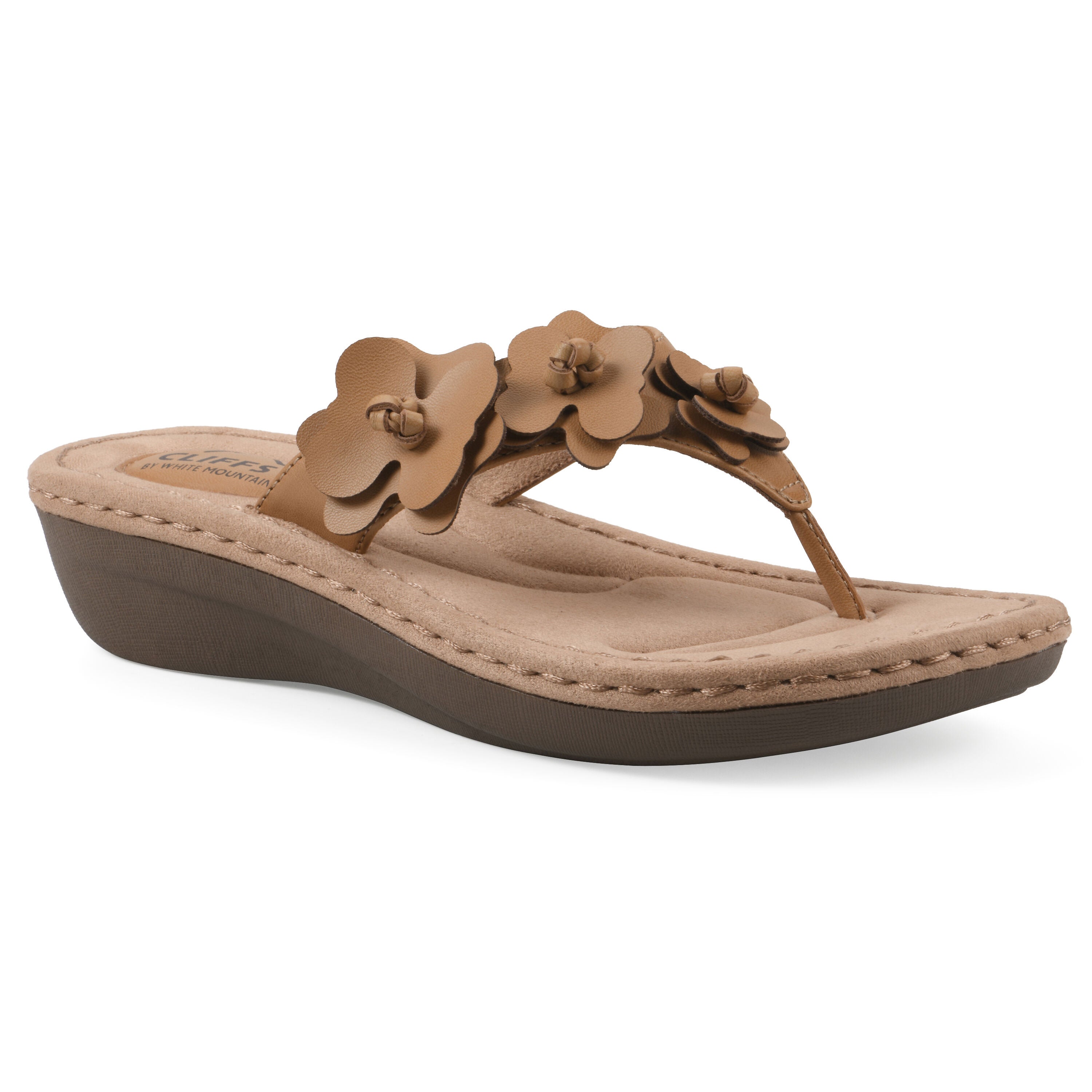Cassilia Floral Mini Wedge Sandal, CASHEW SMOOTH, hi-res image number 0