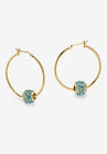 Goldtone Charm Hoop Earrings (32mm) Round Simulated Birthstone, DECEMBER, hi-res image number null