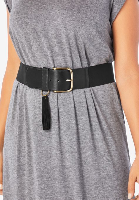 Stretch Tassel Belt, BLACK, hi-res image number null