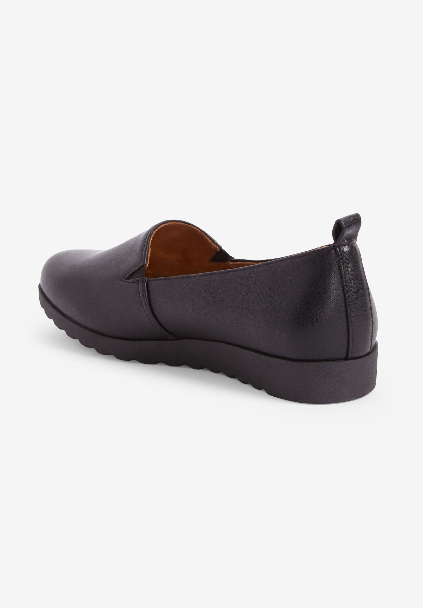 Versatile Elastic Gore Slip On Flat Shoes Black Catherines