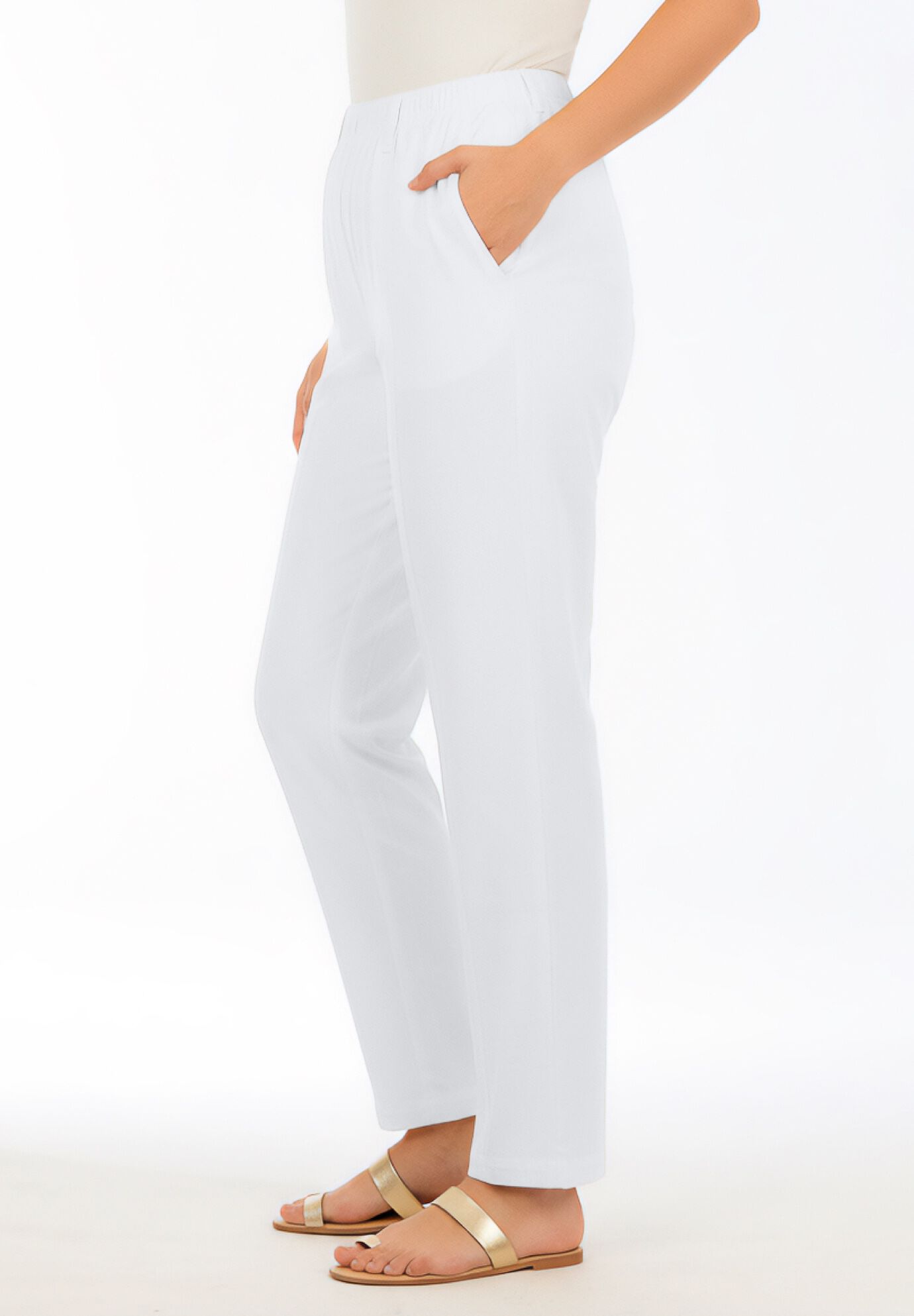 Plus Size Easy-Wear Straight Leg Jean, WHITE DENIM, alternate image number 2
