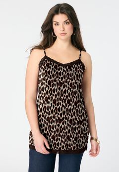 Lace Trim Knit Cami with Adjustable Straps