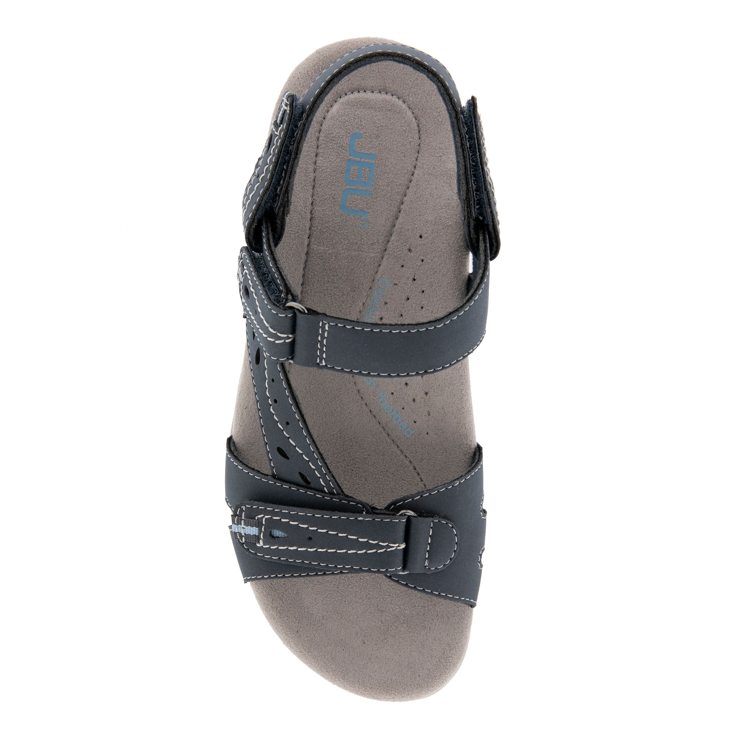 Stephie Vegan Hook and Loop Flat Sandal, NAVY, alternate image number 4