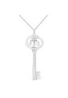 Sterling Silver Diamond Accent Libra Zodiac Key Pendant Necklace, WHITE, hi-res image number null