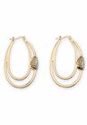 Gold-Plated Double Hoop Earrings with Cubic Zirconia, , on-hover image number 1