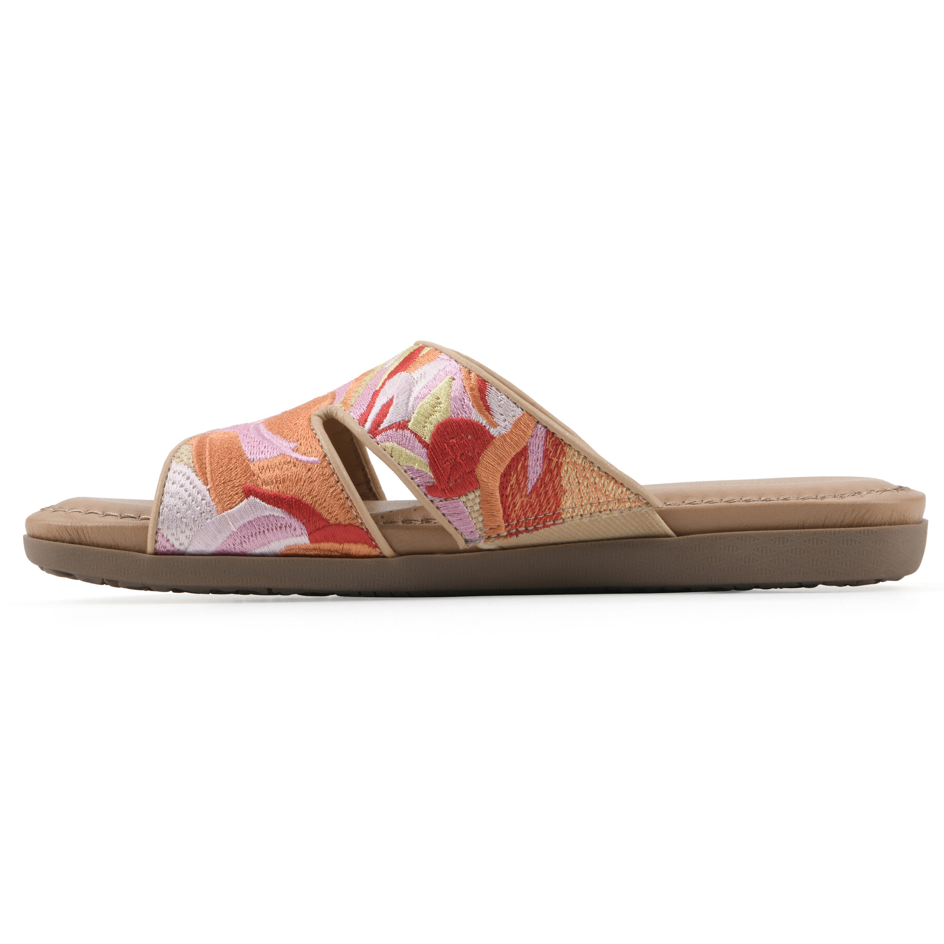 Frankly Slide Sandal, PINK MULTI RAFFIA, alternate image number 3