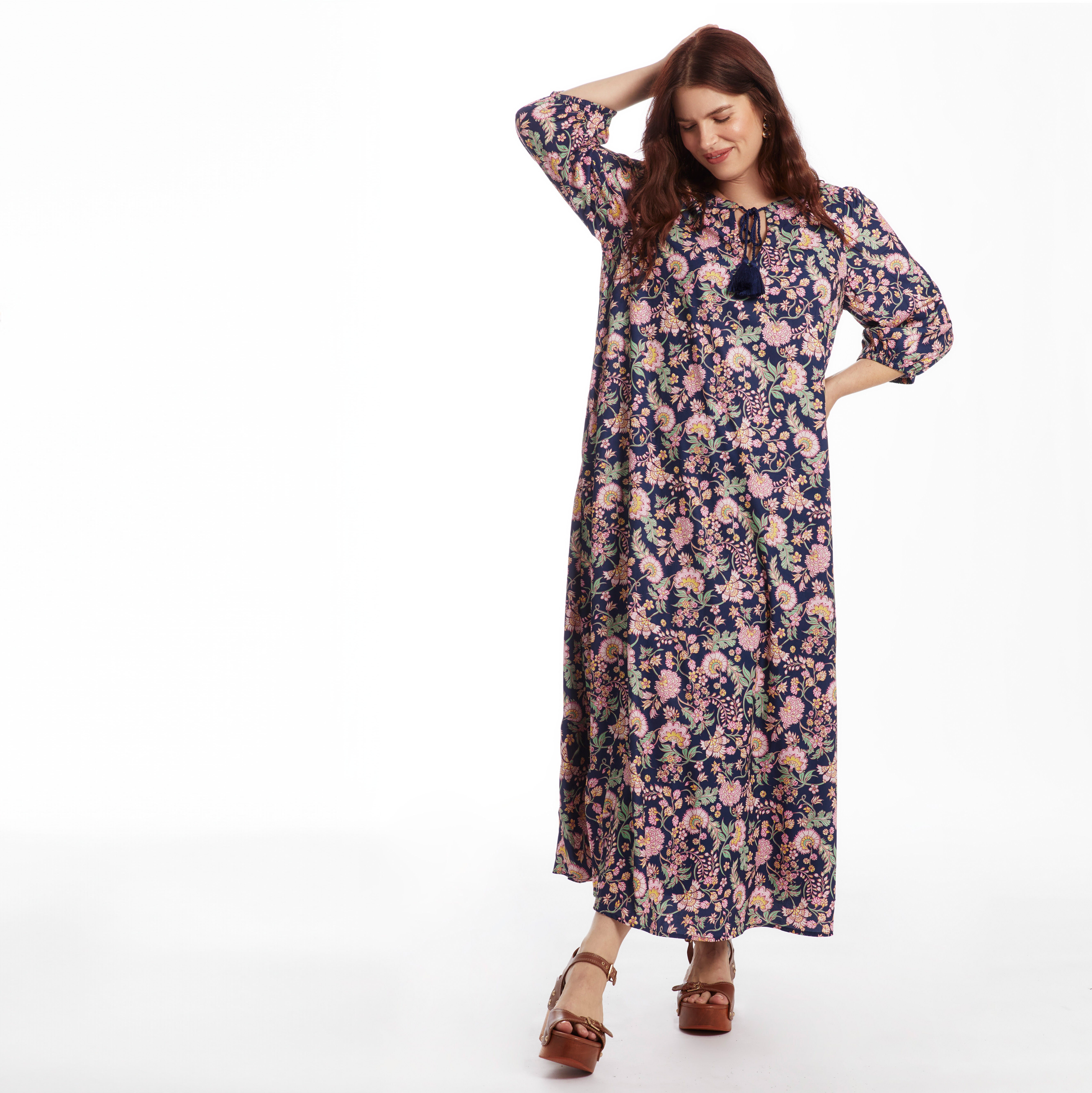 Boho Maxi Dress, JACOBEAN FLORAL, hi-res image number 0