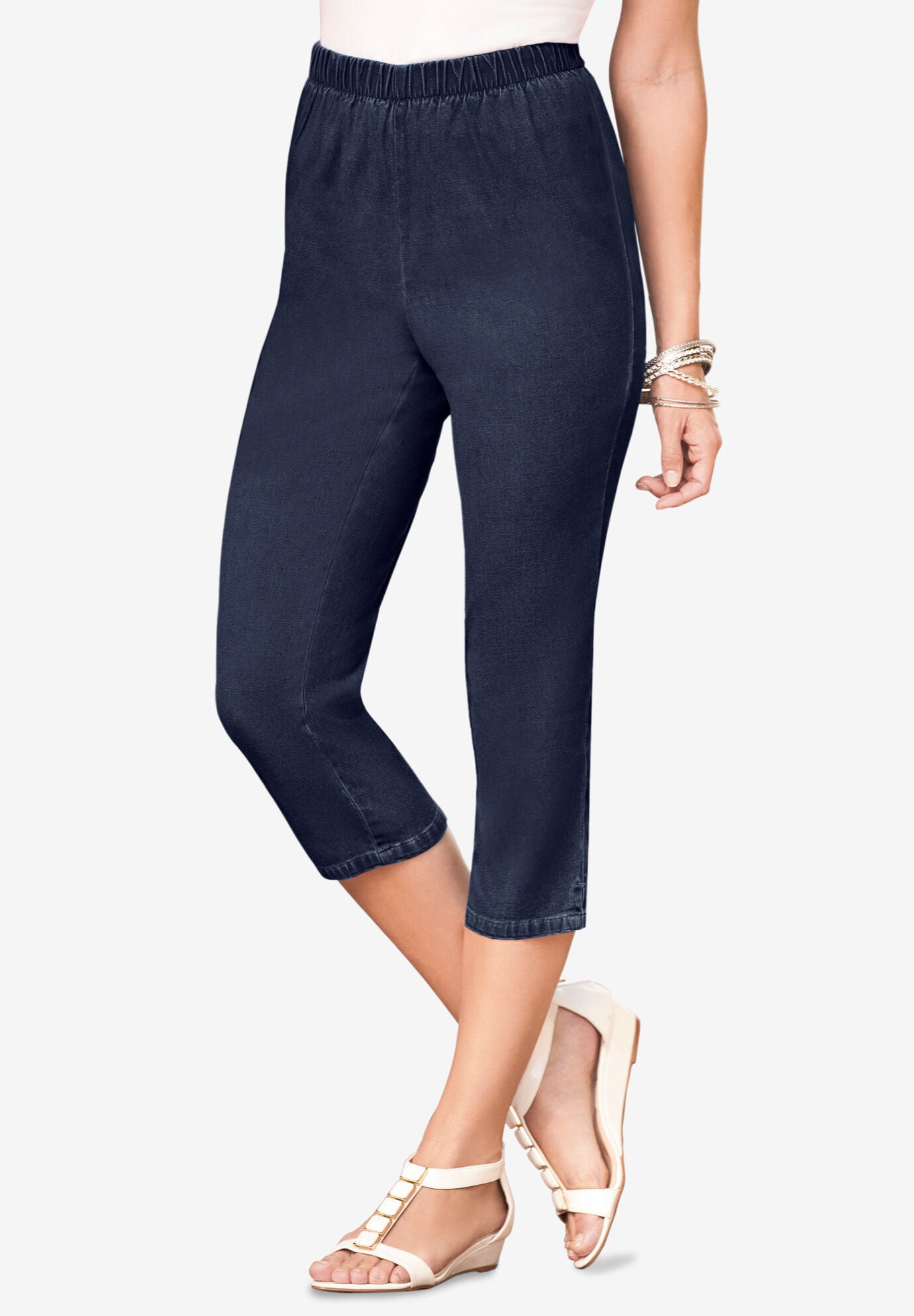 Capri Stretch Jean Comfort Fit by Denim 24 7 Medium Stonewash Catherines