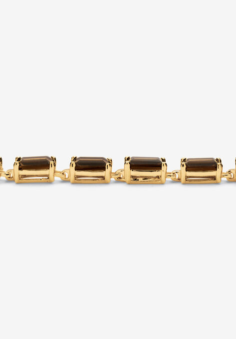 Gold-Plated Tennis Bracelet (5.5Mm), Emerald Cut Smoky Quartz, 7.25", , on-hover image number null