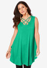 Sleeveless Crisscross Ultra Femme Tunic, TROPICAL EMERALD, hi-res image number null