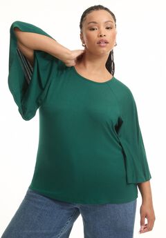 Flared Raglan Sleeve Breton Tee